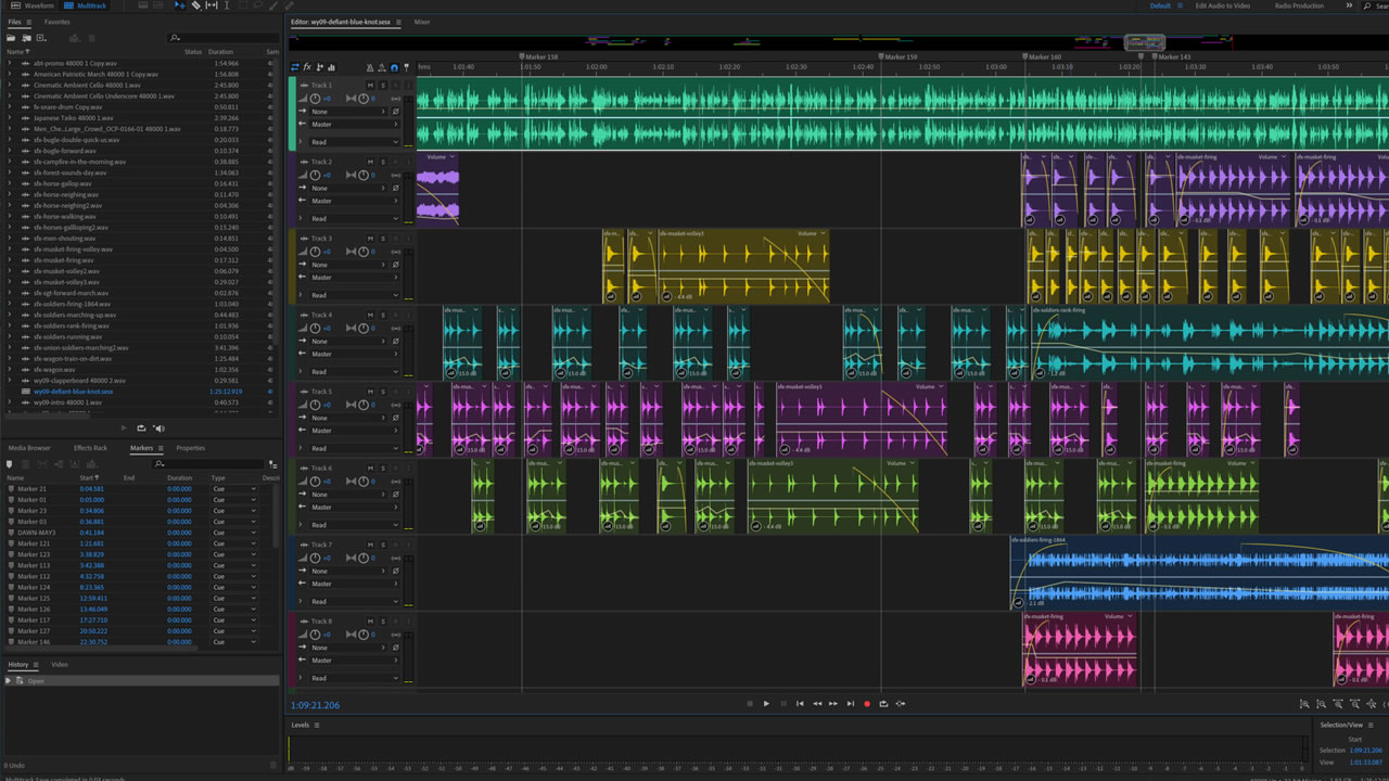 War Yankee - Overland Adobe Audition soundscape design example from Episode #9 - Defiant Blue Knot - showing how AX laying is the secret to immersive audio